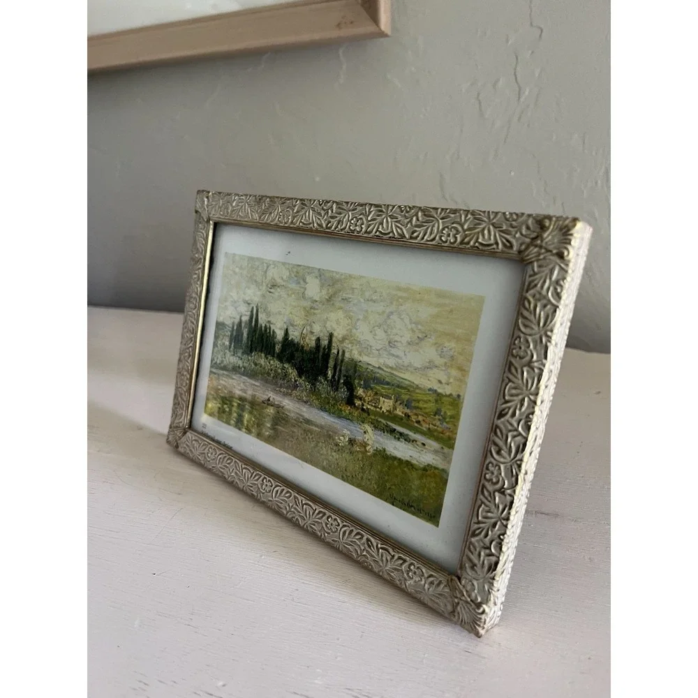 Vintage Photo Picture Frame Ornate Silver Metal Victorian Romantic 5